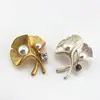 Broche Feminino Dummy Ginkgo Folha Acessórios Broche Faux Pearl Simple Sweater Pin Atmosfera coreana