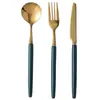 Juego de Vajilla Estilo Occidental Xujia para Uso Doméstico, Cuchillo, Tenedor y Cuchara de Acero Inoxidable con Mango de Cerámica Colorido Estilo Occidental para Filete y Postre