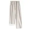 Pantalones de Pierna Ancha de Espiga Negra para Primavera, Otoño e Invierno 2025 Estilo Nuevo, Holgados de Cintura Alta, Caídos, Casuales, Rectos con Forro de Polar