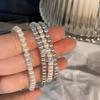 Pulseira Shijia Redonda de Pérola Branca Leite Prata Esterlina S925 Acessível de Luxo Novo Estilo Simples Roupa de Trabalho Zircônia Pulseira Diária