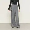 Pantalones de Pierna Ancha Mezcla de Lana Cachemir Otoño Invierno Nuevos de Pierna Recta Monopieza Sueltos Casuales Cintura Elástica Espesados Pantalones Largos