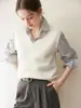 Chaleco de Cachemira Versátil Casual Estilo Coreano Sensación de Alta Gama para Mujer de Punto con Cuello en V Sin Mangas Prenda Interior para Superponer Chaleco de Lana