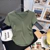 Camiseta de manga corta con cuello en V, estilo puro deseo plisado con diseño de tiro real para mujer, novedad de verano 2023, top corto adelgazante ajustado