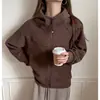 Sudadera con capucha nueva estilo coreano para mujer, casual y de corte holgado para otoño e invierno, diseño versátil y favorecedor con detalles de patchwork