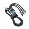 Cabo de Carregamento Transparente de Cartão Médio 100W Cabo de Carregamento Rápido Três-em-Um Adequado para Huawei Tipo-C Android Cabo de Carregamento Três-em-Um
