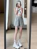 Shorts Deportivos Rosas para Mujer, Verano Delgados Ropa Exterior Versátiles Cintura Alta Adelgazantes Sueltos Casuales Línea A Largo hasta la Rodilla Pierna Ancha