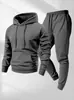 Conjunto de Dos Piezas para Hombre de 250g, Sudadera con Capucha Deportiva de Color Sólido de Moda Transfronteriza, Sudadera con Capucha y Pantalones de Chándal para Hombre