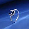 Anel de zircônia colorida com diamante para amor transfronteiriço feminino de alta qualidade com abertura ajustável em forma de coração anel feminino totalmente cravejado de diamantes atacado