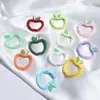 Chaveiro de Fivela de Primavera de Maçã Colorida de Pintura Liga Redonda Corrente de Celular Acessórios Artesanais DIY Acessórios Atacado