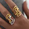 Anillos con un Toque de Lujo de Nicho, Empaque de Joyería Estilo Ins de Lujo Ligero, Joyería Geométrica de Oro de 18 Quilates para Mujer, Venta al por Mayor Transfronteriza de Verano
