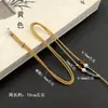 Cuerda para Colgar Colgante de Jade en el Cuello Longitud Ajustable Nudo de Seda Dorada Cuentas de Ágata Roja Cordón Tejido a Mano DIY Venta al por Mayor