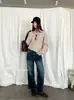T-PLATFORM Guangzhou Trece Hongs 2026 Invierno Felpa Talla Pequeña Jeans de Pierna Recta Estrecha para Mujer 58228