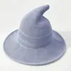 Stock de fábrica Sombrero de Mago Tejido de Halloween Amazon Transfronterizo Plegable Sombrero de Punto Sombrero de Bruja Puntiagudo