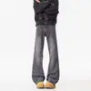 Jeans grises de pierna ancha estilo American high street para hombre, nuevo modelo primavera/otoño 2026, pierna recta holgada, relajados, pantalones hasta el suelo