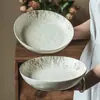 Ji Feng Cerámica Estilo Japonés Plato Hondo Redondo Vajilla Doméstica Plato Plato para Verduras Plato para Bistec Plato para Postre Ensalada