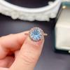 Juego de Topacio Natural Fuegos Artificiales Plata S925 Incrustado con Diamantes Alrededor Anillo Clásico Ajustable Colgante Joyería para Mujer