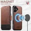 Funda de piel para teléfono plegable Iphone18Promax con ranura para tarjeta, succión magnética, soporte de carga inalámbrica dos en uno