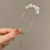 Exquisita y Lujosa Horquilla de Aleación en Forma de U para Fijar y Peinar el Cabello, Horquilla de Perlas y Pedrería para Mujeres