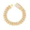 Cadena Cubana de Rombos de 14 mm de Hip-Hop Europeo y Americano Mezclada con Pulsera para Hombre de Cuadrado T Tendencia Pulsera de Zirconia de Alta Calidad Personalización