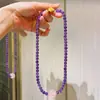 Collar de Cadena para Clavícula de Amatista Real Vítrea Natural de 6 mm Amatista de 16 mm Cristal Rosa de Madagascar
