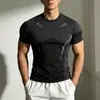 Camiseta Deportiva de Manga Corta Transpirable Elástica de Secado Rápido para Hombre y Mujer, Ajustada, Top de Entrenamiento Delgado de Moda
