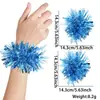 Juegos de Flor de Muñeca para Bailar en Preescolar Rendimiento de Porristas Flor de Mano de Color Decoración de Fiesta de Festival Pulsera de Banda Elástica