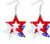 Pendientes y Colgantes de Oreja Acrílicos Creativos Multiestrellas Rojos, Blancos y Azules del Día de la Independencia Americana de Venta Caliente Transfronteriza al por Mayor