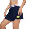 Falda deportiva fina transfronteriza, falda plisada de verano para mujer anti-exposición para correr, fitness, bádminton, tenis