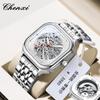 Explosões do TikTok Quadrado High-end Novo Autêntico Automático Mecânico Relógio Luminoso Oco Mecânico Masculino Relógio Masculino