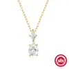 Collar de plata de ley S925 con incrustaciones de diamantes, elegante, súper brillante, de lujo, para la clavícula, cadena de clavícula con colgante de gota de agua y ojo de caballo, popular en Europa y América, para mujer