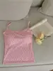 Chica Floral Dulce Picante de Tirantes Delgados Chaleco de Espalda Bonita con Almohadilla en el Pecho Abrigando el Pecho Ropa Exterior Ajustada Top sin Tirantes para Mujer