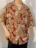 Camisa vintage estilo Hong Kong com estampa havaiana completa e manga curta, camisa vintage com flora para homens e mulheres, camisa de praia para casal yuppie tailandês