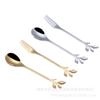 Cuchara y Tenedor Creativos Nórdicos para Postre Souvenir Revendedor de Café Chapado en Oro Tenedor y Cuchara de Flor de Cerezo para Boda Vajilla Dorada