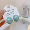Banho de Ouro Real, Coleção Série Azul Moda Coreana e Japonesa, Brincos de Esmalte com Efeito Gotejante para Mulheres, Novos Brincos e Acessórios de Luxo Leve Nicho