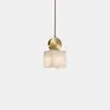 Luminária Pendente Pequena de Mármore para Mesa de Cabeceira Nórdica Toda em Cobre, Luminária Pendente para Restaurante Bar Estilo Chinês Novo, Luminária Pendente de Cabeça Única de Luxo Leve para Quarto