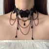 Accesorios Lolita de Halloween Collar de Flores de Encaje Negro Collar Gótico para Mujer Collar chocker Accesorios