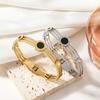 Pulsera de diamantes de moda europea y americana para mujer, resistente a la decoloración, ligera, de lujo, con diseño abierto que combina con todo, pulida al por mayor