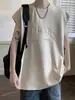 Chaleco de Gamuza con Relieve Estilo High Street Americano para Hombre Verano Nuevo Estilo Transpirable Oversize Sin Mangas Camiseta Moderna