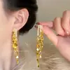 Pendientes de Borla de Flor Dorada para Niñas Estilo Hong Kong Únicos Exagerados Pendientes para Cara Redonda Nicho Lujosos Accesibles Pendientes Elegantes