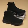 Zapatos de malla tejida transpirable de un solo paso para gente perezosa, para parejas, hombres y mujeres, exteriores, ligeros, absorción de impactos, talla grande, zapatos tipo calcetín