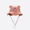Chapéu de pescador aba reta com orelhas de urso em jeans lavado infantil Coreia do Sul primavera novo fofo que rejuvenesce chapéu de sol atacado