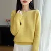 Suéter de Lana Suave y Sencillo para Mujer Tejido de Punto Holgado Capa Base 2026 Otoño/Invierno Nuevo Cuello Redondo Base de Lana de Punto para Mujer