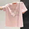 Camiseta de Manga Curta com Estampa de Letras Estilo Doce e Suave Coreano para Mulheres Verão 2026 Novo Top Curto Casual A11167