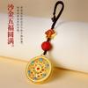 Chaveiro de carro Gufa areia dourada Wufu perfeito Ornamentos de Ábaco Dragão para homens e mulheres Pendente de bolsa Pendente de carro Ornamentos de segurança