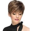Peruca de Comércio Exterior para Mulheres, Moda Europeia e Americana Cabelo Curto, Cabelo Curto Liso Texturizado Elegante, Peruca Sintética Feita à Máquina para Mulheres, Novo Produto no Aliexpress