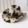 Sombrero Vaquero Occidental con Estampado de Vaca Retro y Leopardo para Hombre, Sombrero para Montañismo, Viajes y Exteriores, Sombrero de Jazz Estilo Étnico para Mujer