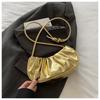 Bolso Dumpling de Fideos Brillantes Bolso de Hombro Plisado Elegante y a la Moda Bolso Coreano Portátil de Axila para Mujer Verano 2025 Nueva Moda