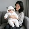 Mameluco para bebé, ropa de primavera y otoño, de doble capa, unisex, adecuado para recién nacidos, cálido y engrosado para usar al aire libre y gatear, también sirve como pijama