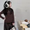 Camiseta Base de Manga Larga Versátil de Terciopelo Alemán Doble Cara para Niñas, Otoño/Invierno 2026, Cuatro Colores, Cuello Semi-Alto, Ropa Interior para Niños Medianos y Mayores, Moderna