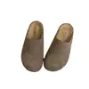 Zapatos Birkenstock de suela gruesa, medias pantuflas de punta cerrada para mujer, calzado de exterior, nuevo estilo Primavera/Otoño 2026, zapatos tipo mula retro, medias pantuflas Birkenstock de suela blanda